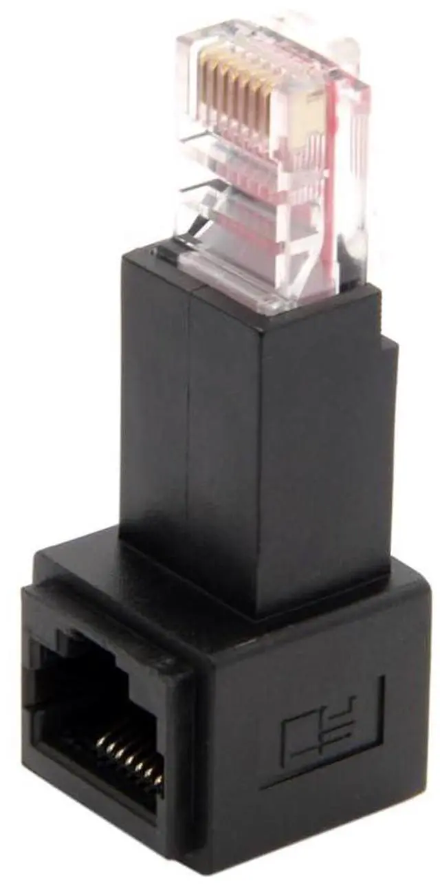Alt view image 4 of 7 - Up Angled 90 Degree 8P8C FTP STP UTP Cat 5e Male to Female LAN Ethernet Network Extension Adapter