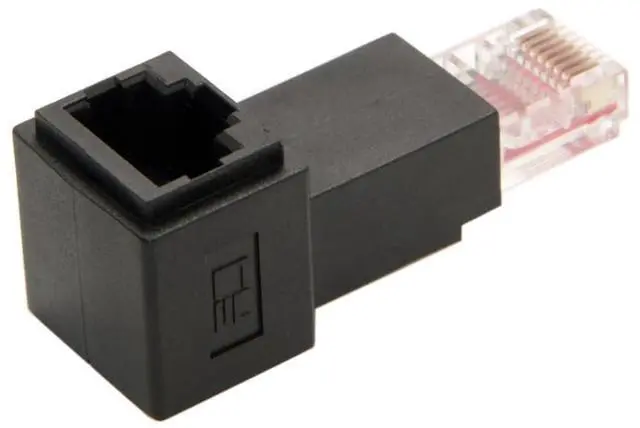 Alt view image 6 of 7 - Up Angled 90 Degree 8P8C FTP STP UTP Cat 5e Male to Female LAN Ethernet Network Extension Adapter