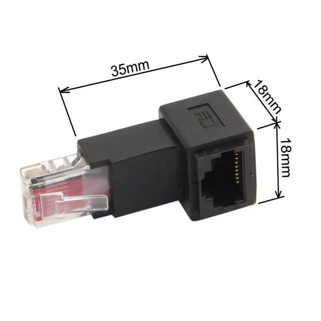 Alt view image 2 of 7 - Down Angled 90 Degree 8P8C FTP STP UTP Cat 5e Male to Female LAN Ethernet Network Extension Adapter