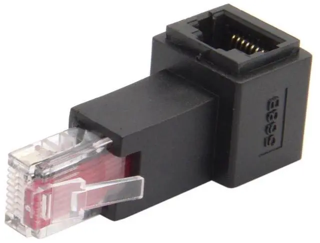 Main image of Left Angled 90 Degree 8P8C FTP STP UTP Cat 5e Male to Female LAN Ethernet Network Extension Adapter