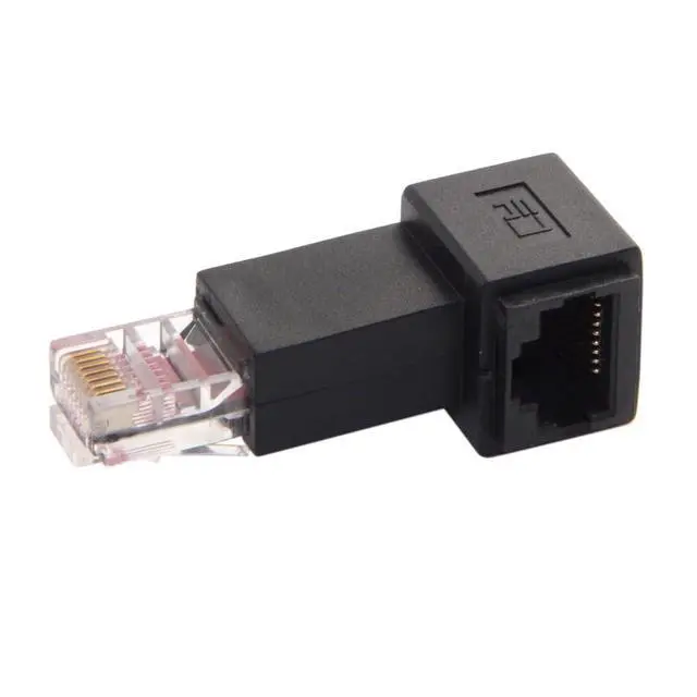 Alt view image 3 of 7 - Left Angled 90 Degree 8P8C FTP STP UTP Cat 5e Male to Female LAN Ethernet Network Extension Adapter