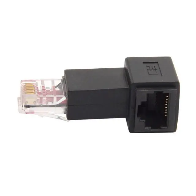 Alt view image 4 of 7 - Left Angled 90 Degree 8P8C FTP STP UTP Cat 5e Male to Female LAN Ethernet Network Extension Adapter