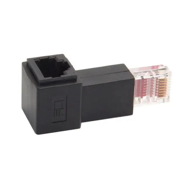 Alt view image 5 of 7 - Left Angled 90 Degree 8P8C FTP STP UTP Cat 5e Male to Female LAN Ethernet Network Extension Adapter