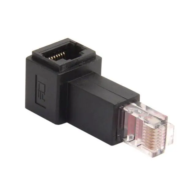 Alt view image 6 of 7 - Left Angled 90 Degree 8P8C FTP STP UTP Cat 5e Male to Female LAN Ethernet Network Extension Adapter