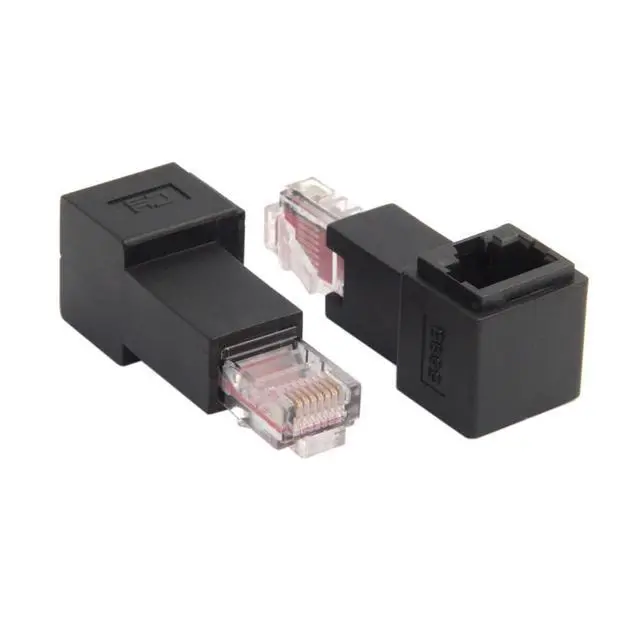 Alt view image 7 of 7 - Left Angled 90 Degree 8P8C FTP STP UTP Cat 5e Male to Female LAN Ethernet Network Extension Adapter