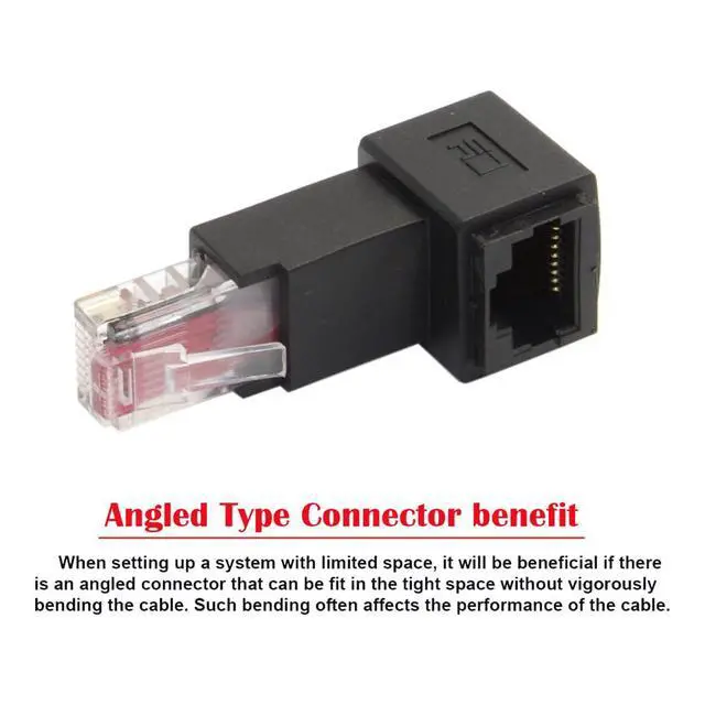 Alt view image 5 of 7 - Down Angled 90 Degree 8P8C FTP STP UTP Cat 5e Male to Female LAN Ethernet Network Extension Adapter