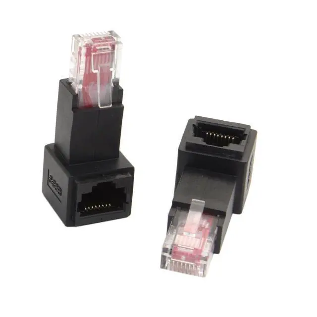 Alt view image 7 of 7 - Down Angled 90 Degree 8P8C FTP STP UTP Cat 5e Male to Female LAN Ethernet Network Extension Adapter