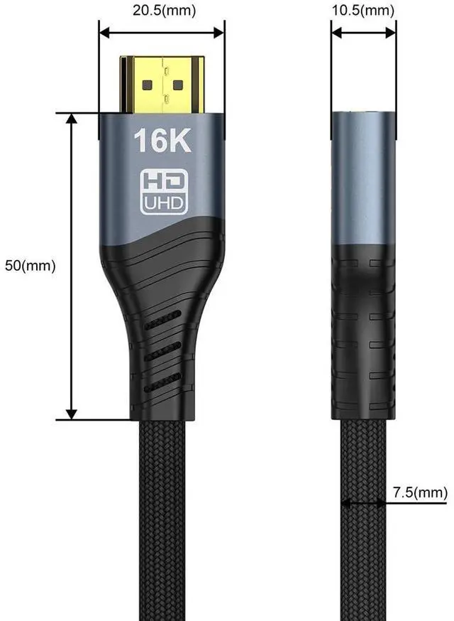 Alt view image 2 of 7 - 16K 8K UHD HDMI 2.2 Version Type-A Male to HDMI Female Extension HDTV Cable for HDTV Desktop Laptop Monitor (50cm)