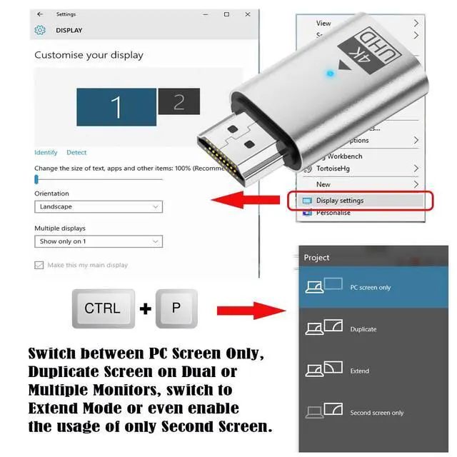 Alt view image 5 of 7 - Virtual Display Adapter 4K HDMI 1.4 Male to Female Extension DDC EDID Dummy Plug Headless Ghost Display Emulator HDTV 4K@60Hz