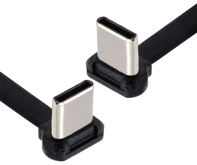 Main image of USB-C Type C to USB-C Ultra Slim Flat Power USB2.0 Data Cable Angled Connector 65W Fast Charge for Laptop Tablet Phone