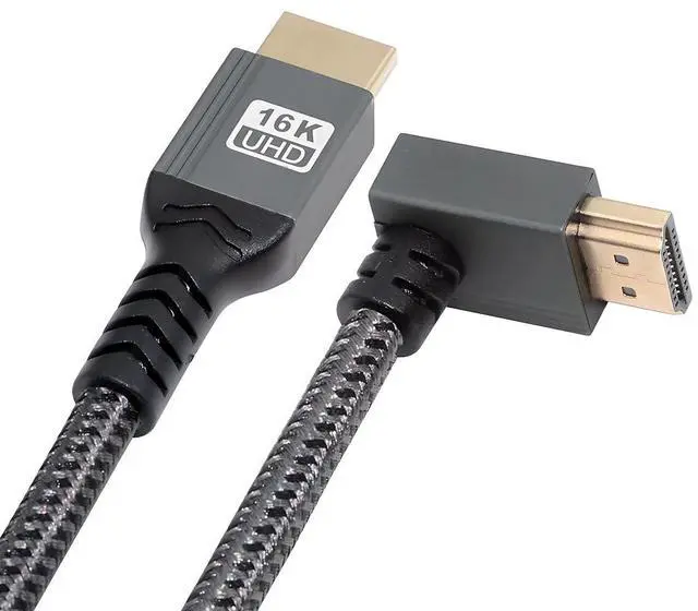 Main image of Down Angled 16K 8K UHD HDMI 2.2 Version Type-A Male to HDMI Male HDTV Cable 90 Degree for HDTV Desktop Laptop Monitor (200cm)