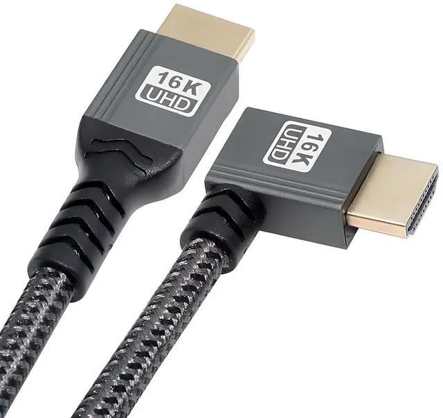 Main image of Right Angled 16K 8K UHD HDMI 2.2 Version Type-A Male to HDMI Male HDTV Cable 90 Degree for HDTV Desktop Laptop Monitor (50cm)