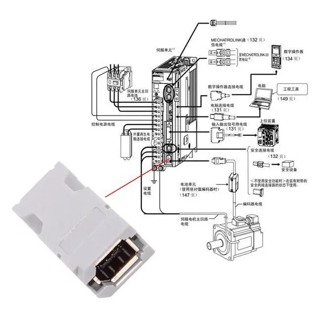 Alt view image 3 of 7 - IEEE 1394 6Pin CN3 Socket 55100-0670 SM-6E I/O Connector Female JZSP-CMP9-1-E Compatible with Yaskawa Panasonic Servo 54280-0609