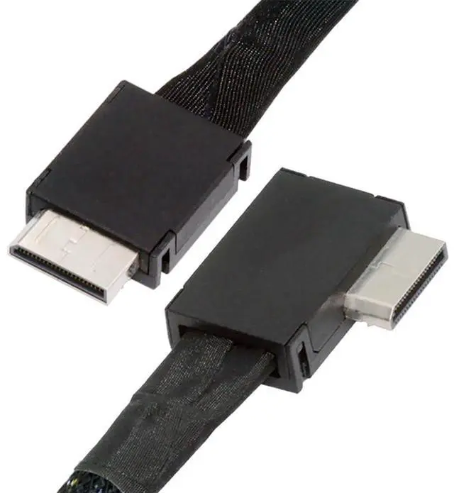 Main image of Left Angled 90 Degree OcuLink PCIe 4.0 PCI-Express SFF-8611 4i to SFF-8611 Data Active Cable for eGPU SSD 50cm