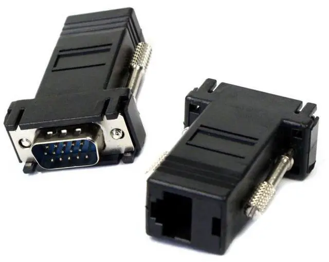Main image of Adapter 2pcs/Set VGA RGB Male to Male Over Cat6 Cat5e RJ45 Female Ethernet Modualr Adapter for Computer Monitor