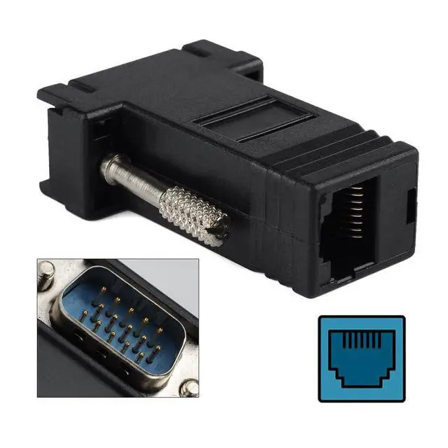 Alt view image 4 of 7 - Adapter 2pcs/Set VGA RGB Male to Male Over Cat6 Cat5e RJ45 Female Ethernet Modualr Adapter for Computer Monitor