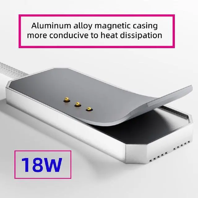 Alt view image 3 of 7 - Cable USB-C to Magnetic Charge Cable Compatible with iPad Air 10.9" & 11" (M2 M3 2020-2025) Pro 11" (2018-2022) 18W Fast Charging Smart Connector Alloy Charging 2-Meters (18W)