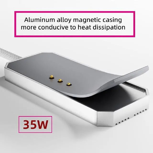 Alt view image 3 of 7 - Cable USB-C to Magnetic Charge Cable Compatible with iPad Pro 11 & 13 (M4 M5 2024-2025) 35W Fast Charging Smart Connector Alloy Wireless Charging 2-Meters (35W)