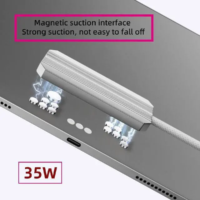 Alt view image 6 of 7 - Cable USB-C to Magnetic Charge Cable Compatible with iPad Pro 11 & 13 (M4 M5 2024-2025) 35W Fast Charging Smart Connector Alloy Wireless Charging 2-Meters (35W)