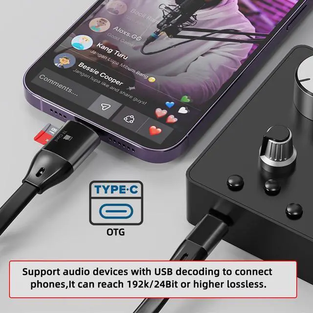 Alt view image 2 of 7 - Cable Type-C USB-C Male to Male USB 3.1 10Gbps & TF Micro-SD Card Reader Flat Slim FPC Data Cable for Laptop Phone