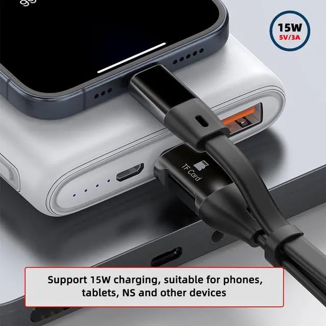 Alt view image 3 of 7 - Cable Type-C USB-C Male to Male USB 3.1 10Gbps & TF Micro-SD Card Reader Flat Slim FPC Data Cable for Laptop Phone