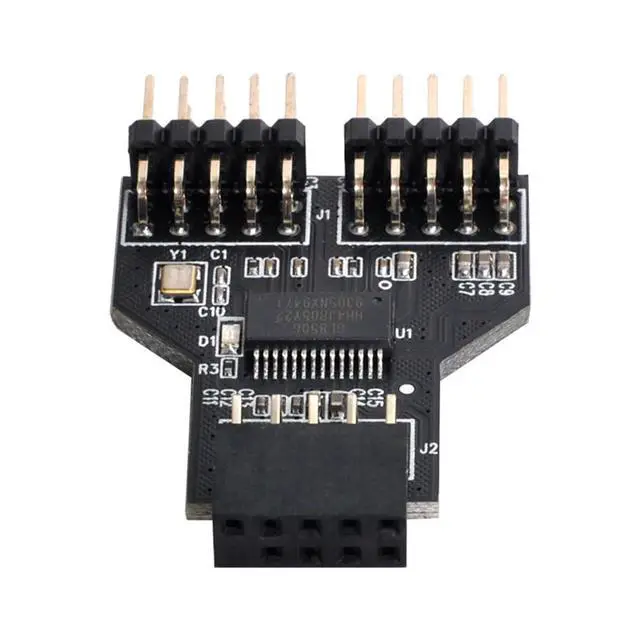 Alt view image 7 of 7 - Motherboard 9pin USB 2.0 Header 1 to 2 Female Extension HUB Connector Adapter Port Multilier