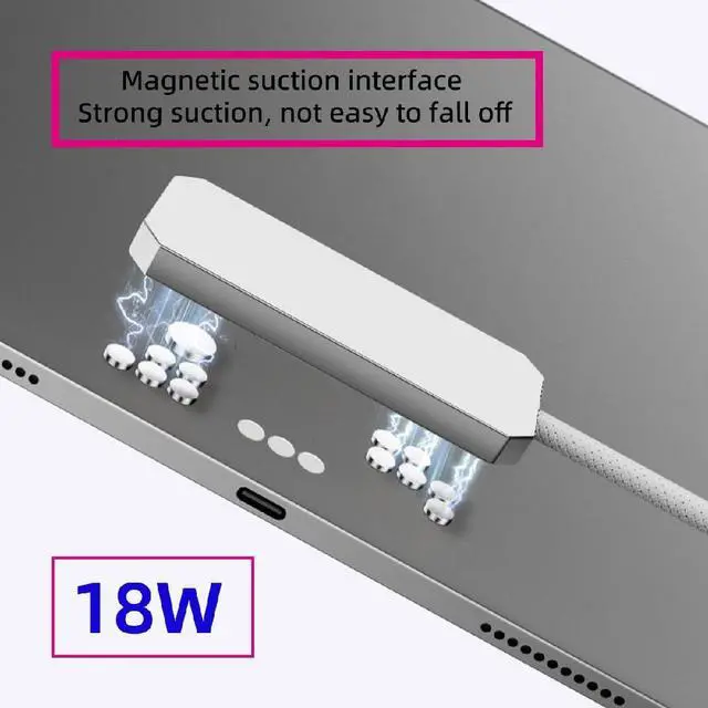 Alt view image 6 of 7 - Cable USB-C to Magnetic Charge Cable Compatible with iPad Air 10.9" & 11" (M2 M3 2020-2025) Pro 11" (2018-2022) 18W Fast Charging Smart Connector Alloy Charging 2-Meters (18W)
