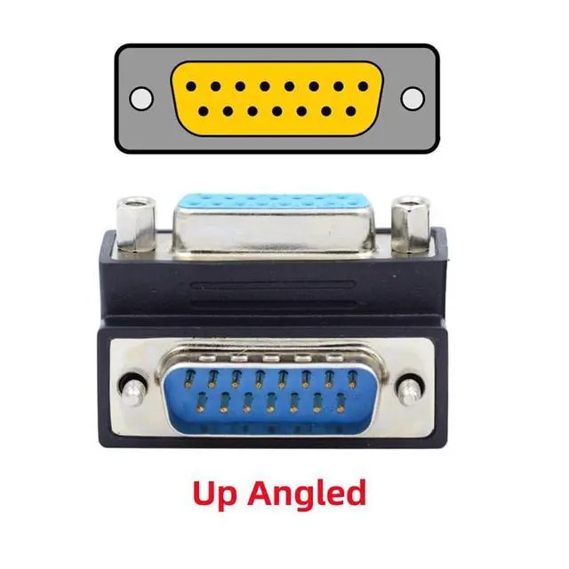 Alt view image 4 of 7 - Up 90 Degree Angled DSUB D-subminiature 15pin Male to Female Extension Adapter DB Connector
