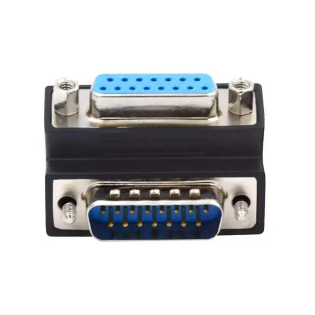 Alt view image 7 of 7 - Up 90 Degree Angled DSUB D-subminiature 15pin Male to Female Extension Adapter DB Connector