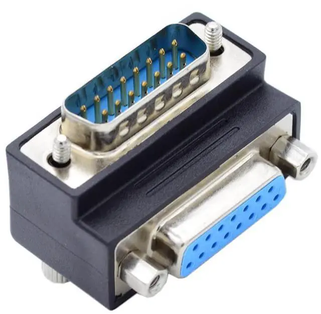 Main image of Down 90 Degree Angled DSUB D-subminiature 15pin Male to Female Extension Adapter DB Connector