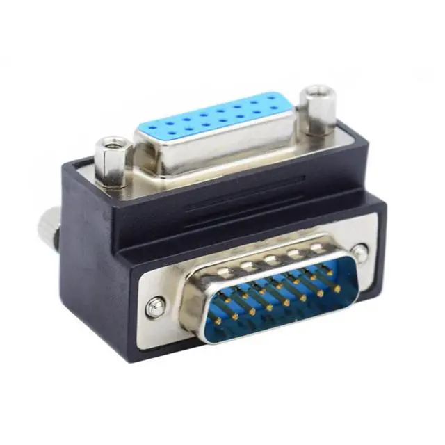 Alt view image 7 of 7 - Down 90 Degree Angled DSUB D-subminiature 15pin Male to Female Extension Adapter DB Connector
