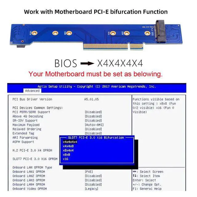 Alt view image 2 of 7 - Low Profile Dual 2X NVME M.2 SSD to PCIE Express Gen4 X8 X16 Raid Card VROC Raid0 Hyper Adapter