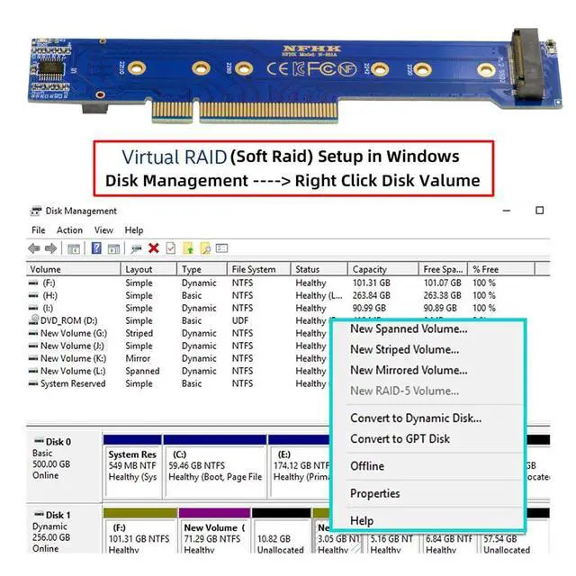 Alt view image 6 of 7 - Low Profile Dual 2X NVME M.2 SSD to PCIE Express Gen4 X8 X16 Raid Card VROC Raid0 Hyper Adapter