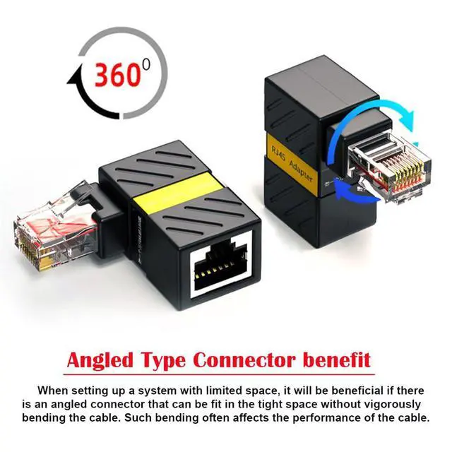 Alt view image 2 of 7 - CAT6 UTP Male to Female 360 Degree Angled Rotating Adapter RJ45 8P8C 1000Mbps for LAN Ethernet Network