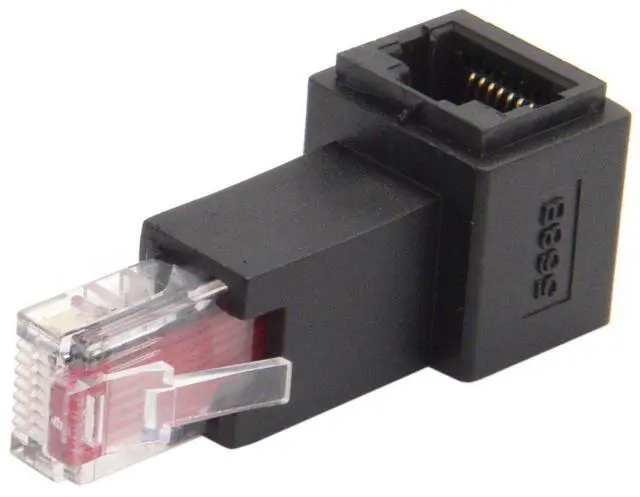 Main image of Left Angled 90 Degree 8P8C FTP STP UTP Cat 5e Male to Female LAN Ethernet Network Extension Adapter