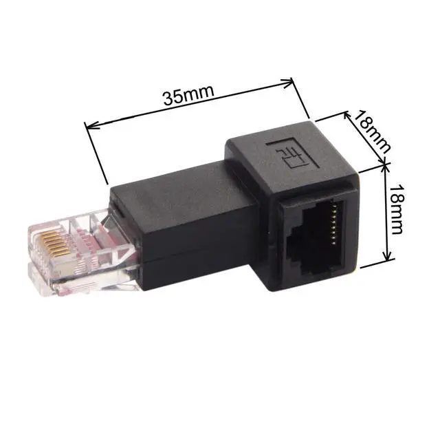 Alt view image 4 of 7 - Left Angled 90 Degree 8P8C FTP STP UTP Cat 5e Male to Female LAN Ethernet Network Extension Adapter