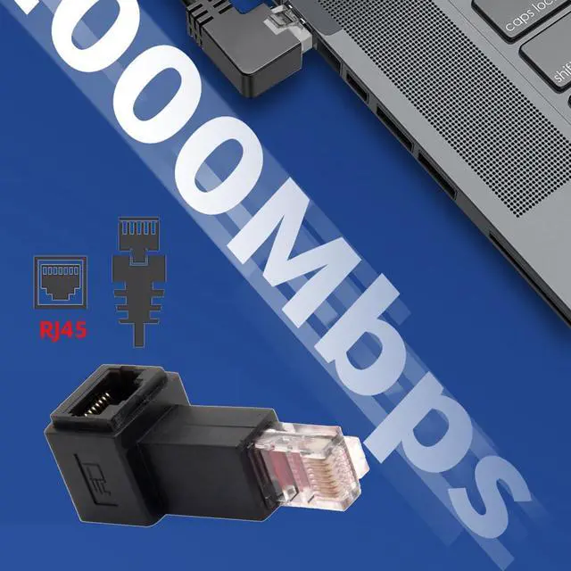 Alt view image 5 of 7 - Left Angled 90 Degree 8P8C FTP STP UTP Cat 5e Male to Female LAN Ethernet Network Extension Adapter
