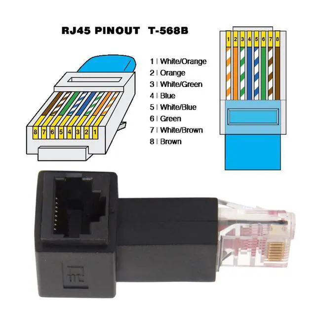 Alt view image 6 of 7 - Left Angled 90 Degree 8P8C FTP STP UTP Cat 5e Male to Female LAN Ethernet Network Extension Adapter