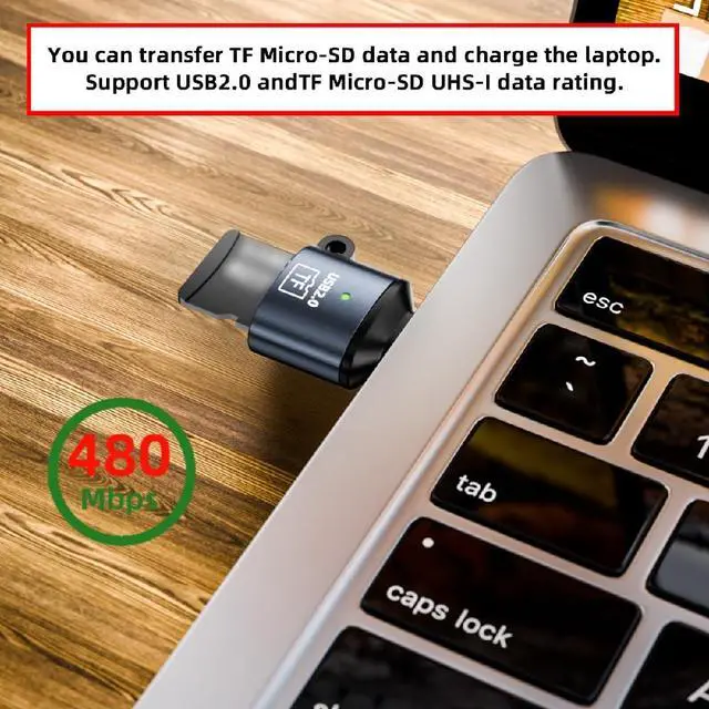 Alt view image 4 of 7 - 2pcs/lot USB-C Type-C Host & USB 2.0 Type-A to TF Micro-SD T-Flash Card Reader OTG Adapter for Laptop Tablet Phone
