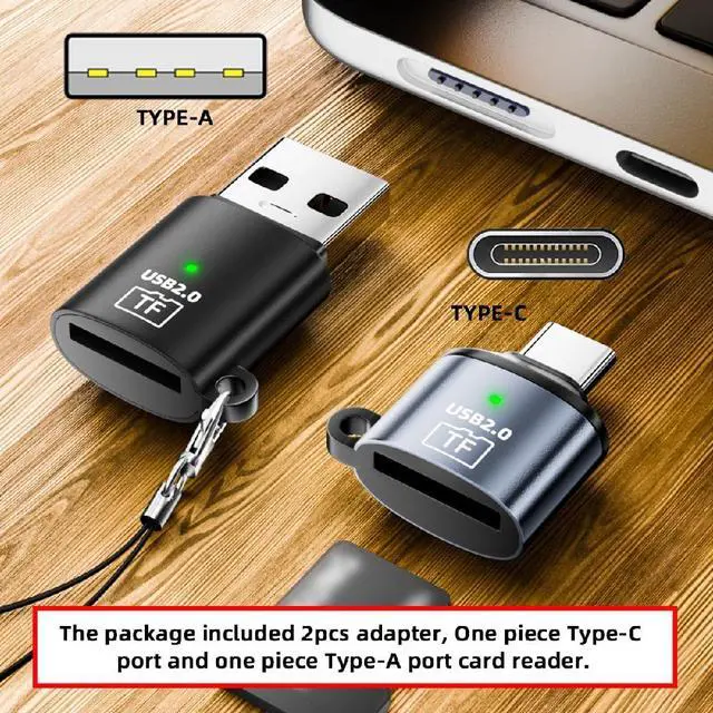 Alt view image 5 of 7 - 2pcs/lot USB-C Type-C Host & USB 2.0 Type-A to TF Micro-SD T-Flash Card Reader OTG Adapter for Laptop Tablet Phone