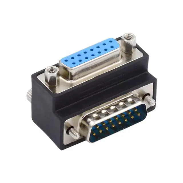 Alt view image 5 of 7 - Down 90 Degree Angled DSUB D-subminiature 15pin Male to Female Extension Adapter DB Connector