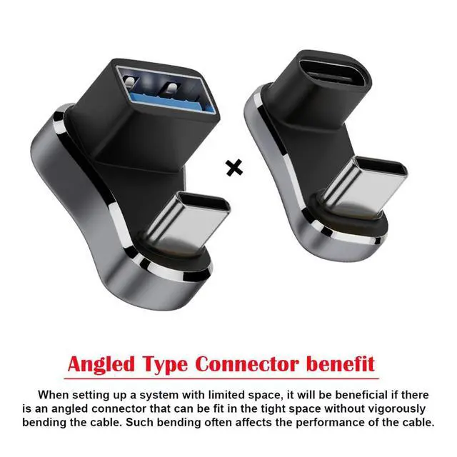 Alt view image 3 of 7 - USB3.0 Type C Male to Female & OTG Power Data Adapter Opposite U Shape Back Angled Compatible with Steam Deck