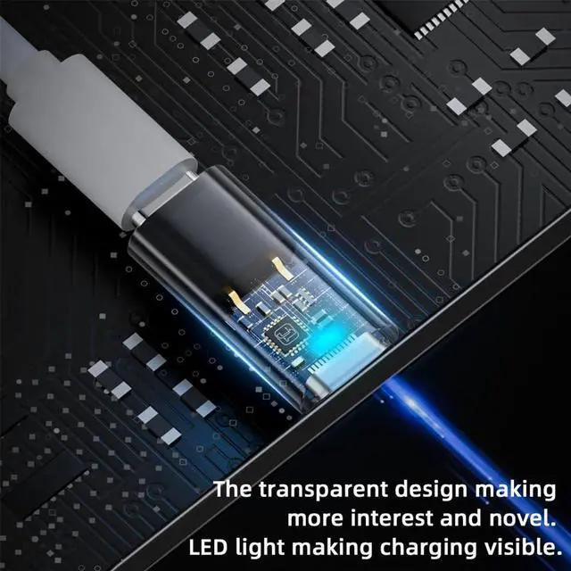 Alt view image 6 of 7 - Transparent LED USB-C Type C Male to 8P Female 35W Power 480Mbps Data Adapter Compatible with iPhone15 & Android & Tablet