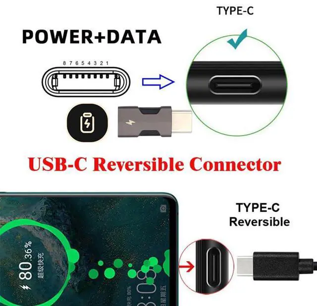 Alt view image 3 of 7 - 2pcs/Set USB-C Type C Male to 8P Female Power 480Mbps Data Adapter Compatible with iPhone 15 & Android & Tablet