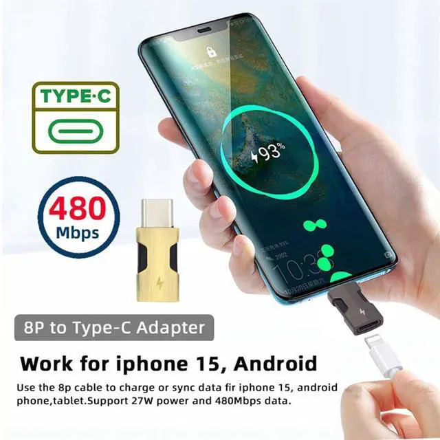 Alt view image 6 of 7 - 2pcs/Set USB-C Type C Male to 8P Female Power 480Mbps Data Adapter Compatible with iPhone 15 & Android & Tablet