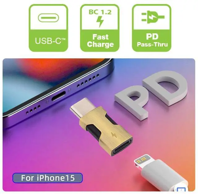 Alt view image 5 of 7 - 2pcs/Set USB-C Type C Male to 8P Female Power 480Mbps Data Adapter Compatible with iPhone 15 & Android & Tablet