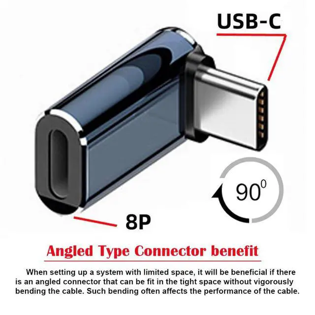 Alt view image 3 of 7 - USB-C Type C Male to 8P Female 27W Power 480Mbps Data Adapter Up Down Angled Compatible with iPhone 15 & Andtoid & Tablet