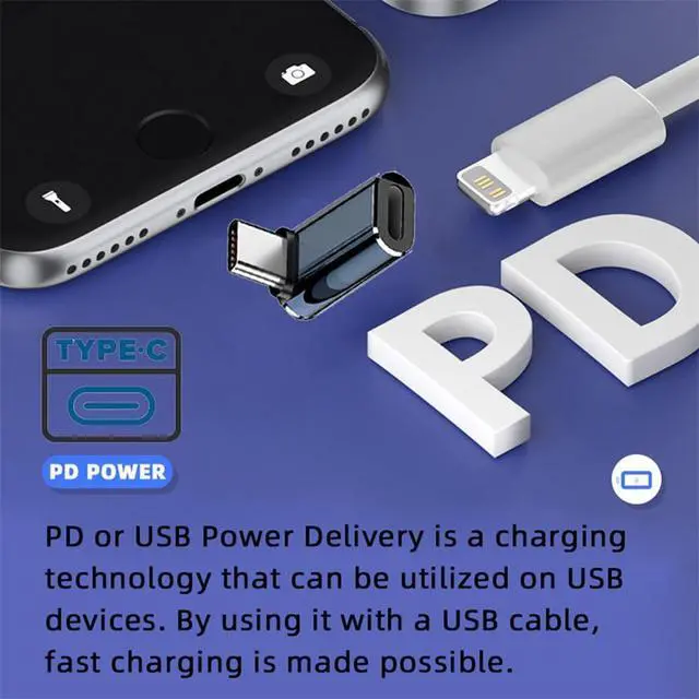 Alt view image 6 of 7 - USB-C Type C Male to 8P Female 27W Power 480Mbps Data Adapter Up Down Angled Compatible with iPhone 15 & Andtoid & Tablet