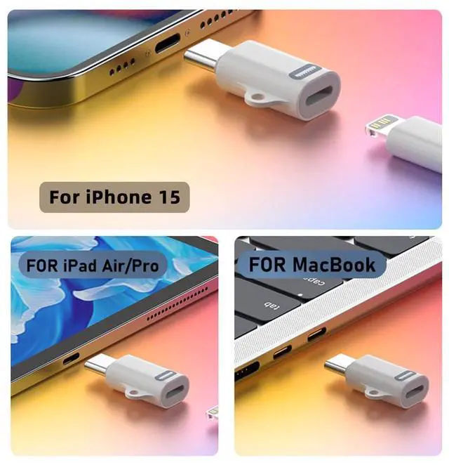 Alt view image 3 of 7 - 2pcs/Set USB-C Type C Male to 8P Female 27W Power 480Mbps Data Adapter Compatible with iPhone 15 & Android & Tablet
