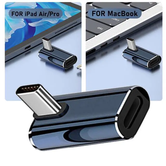 Alt view image 4 of 7 - USB-C Type C Male to 8P Female 27W Power 480Mbps Data Adapter Low Profile Angled Compatible with iPhone 15 & Andtoid & Tablet